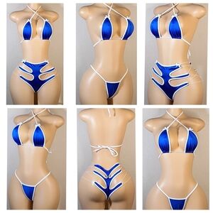 Elegant Custom Blue and White Exotic Bikini